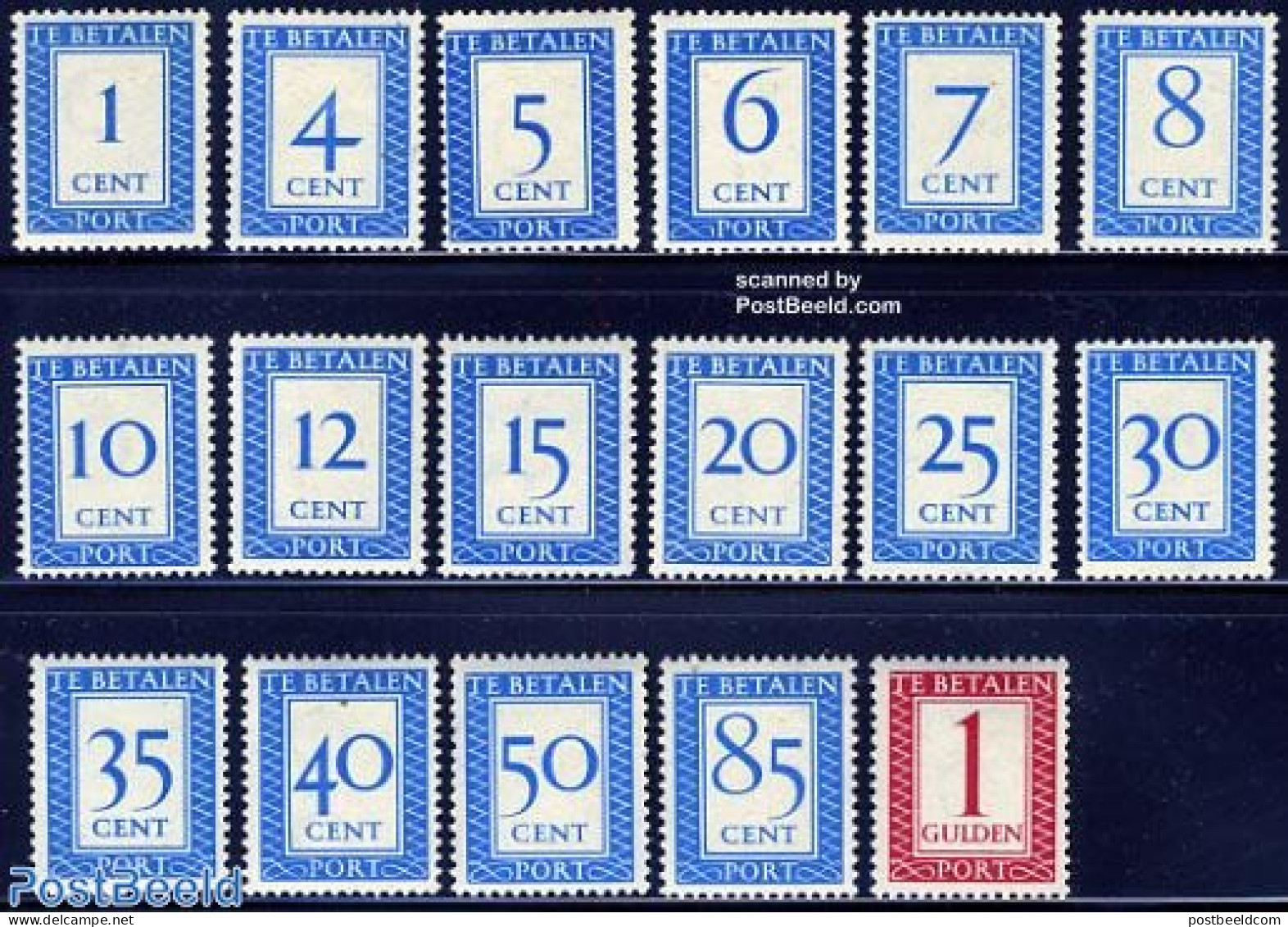 Netherlands 1947 Postage Due 17v, Vertical WM, Mint NH - Strafportzegels
