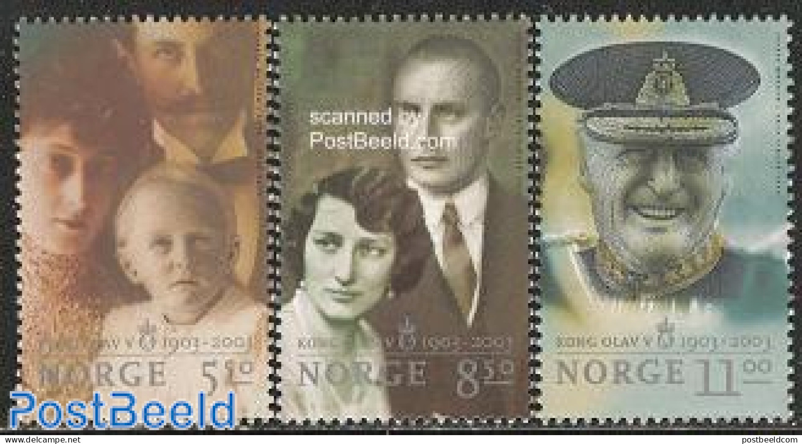 Norway 2003 King Olav V 3v, Mint NH, History - Kings & Queens (Royalty) - Unused Stamps