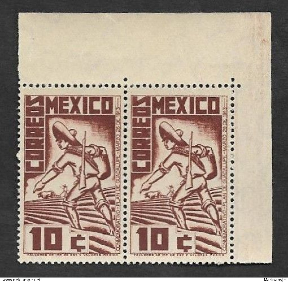 SE)1938 MEXICO  PLAN OF GUADALUPE, REVOLUTIONARY SOLDIER 10C SCT 738, B/2 MNH - Mexico