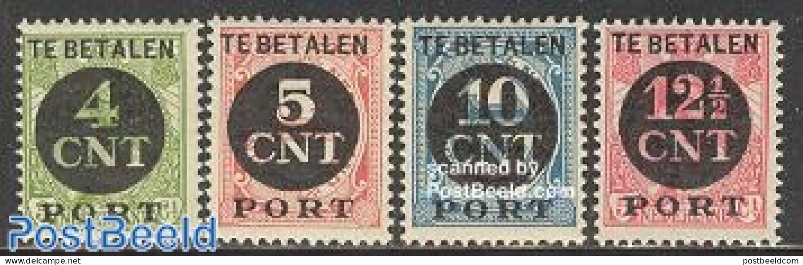 Netherlands 1924 Postage Due, Overprints 4v, Mint NH - Impuestos