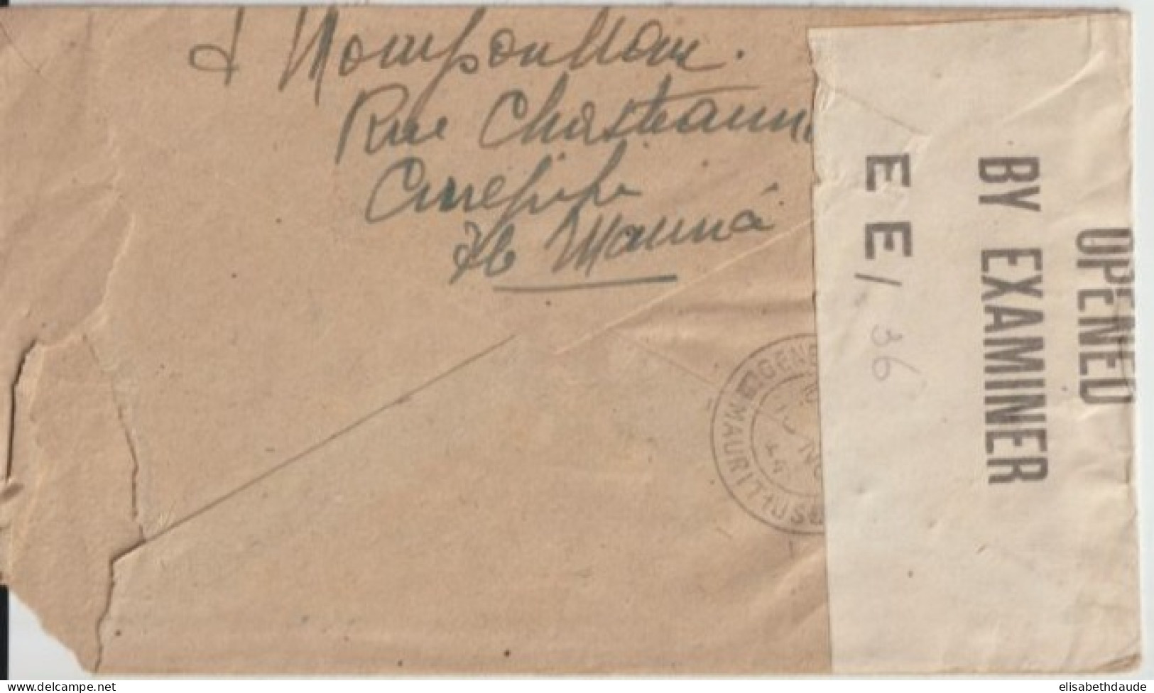 MAURITIUS - 1944 - ENVELOPPE AVEC CENSURE De CUREPIPE => AIX EN PROVENCE - Mauritius (...-1967)