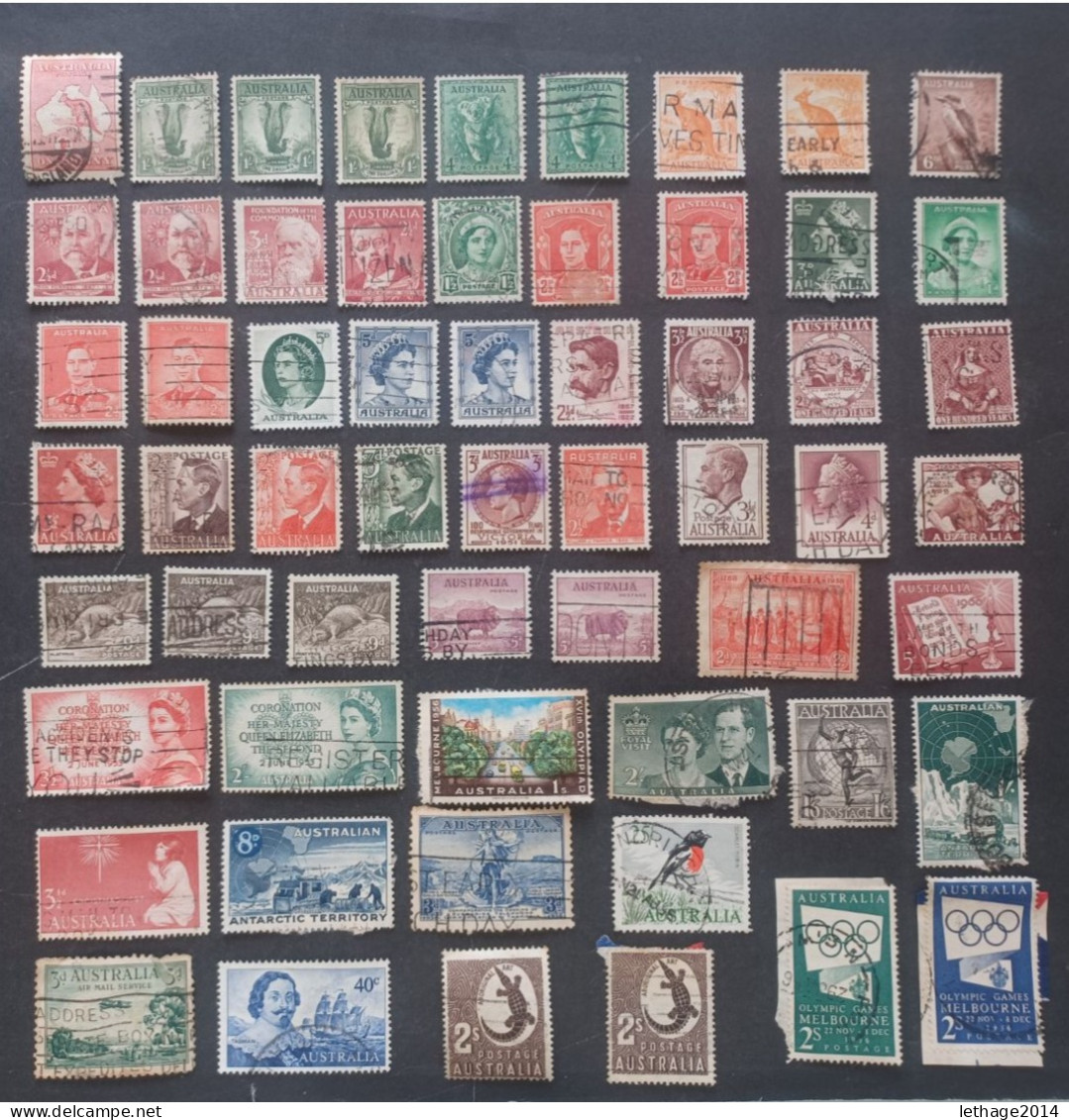 AUSTRALIA 1913-24 KING GEORGE V 15 SCANNERS + MANY FRAGMANT PERFIN OBLITERE STOCK LOT MIX  --- GIULY