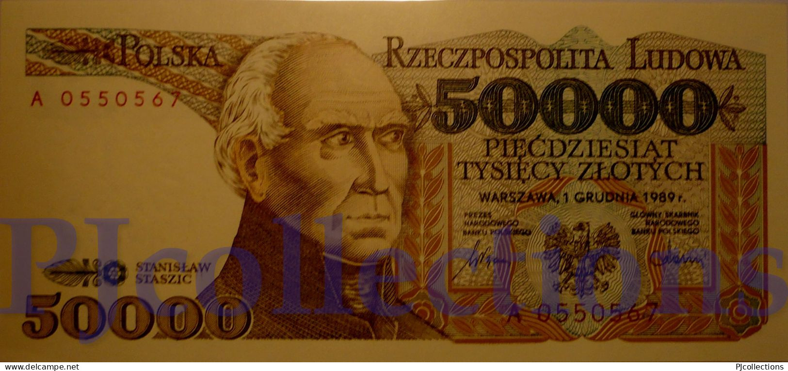 POLONIA - POLAND 50000 ZLOTYCH 1989 PICK 153a UNC PREFIX "A" RARE - Polonia