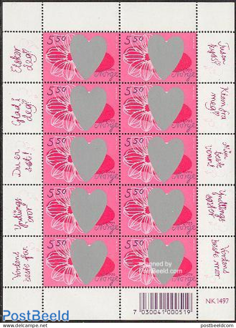 Norway 2003 Valentine 10v M/s, Mint NH, Various - Greetings & Wishing Stamps - St. Valentine's Day - Neufs