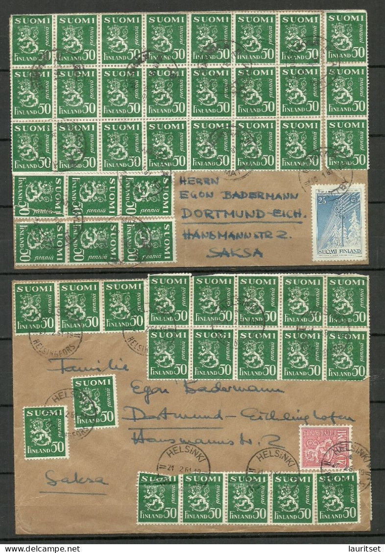 FINLAND FINNLAND 1961 - 2 Interesting Covers To Germany Dortmund With Many Stamps - Lettres & Documents
