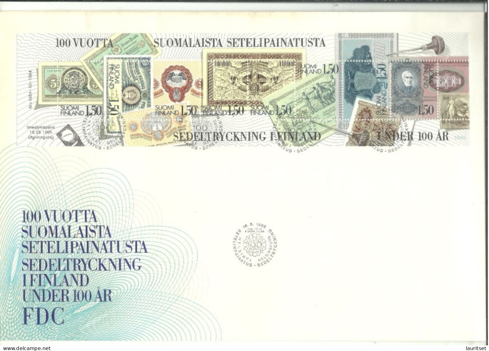 FINLAND FINNLAND 1985 FDC Michel 960 - 967 Banknoten Bank Notes Very Big Size! - FDC