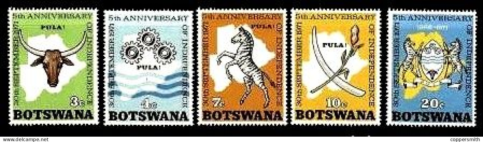 (020) Botswana  1971 / Independence / Unabhängigkeit  ** / Mnh  Michel 75-79 - Botswana (1966-...)