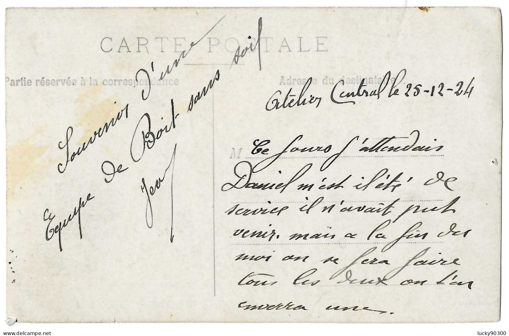 CARTE PHOTO MILITAIRE - GROUPE DE MARINS - ATELIER CENTRAL DE TOULON - 1924 - Widmungen