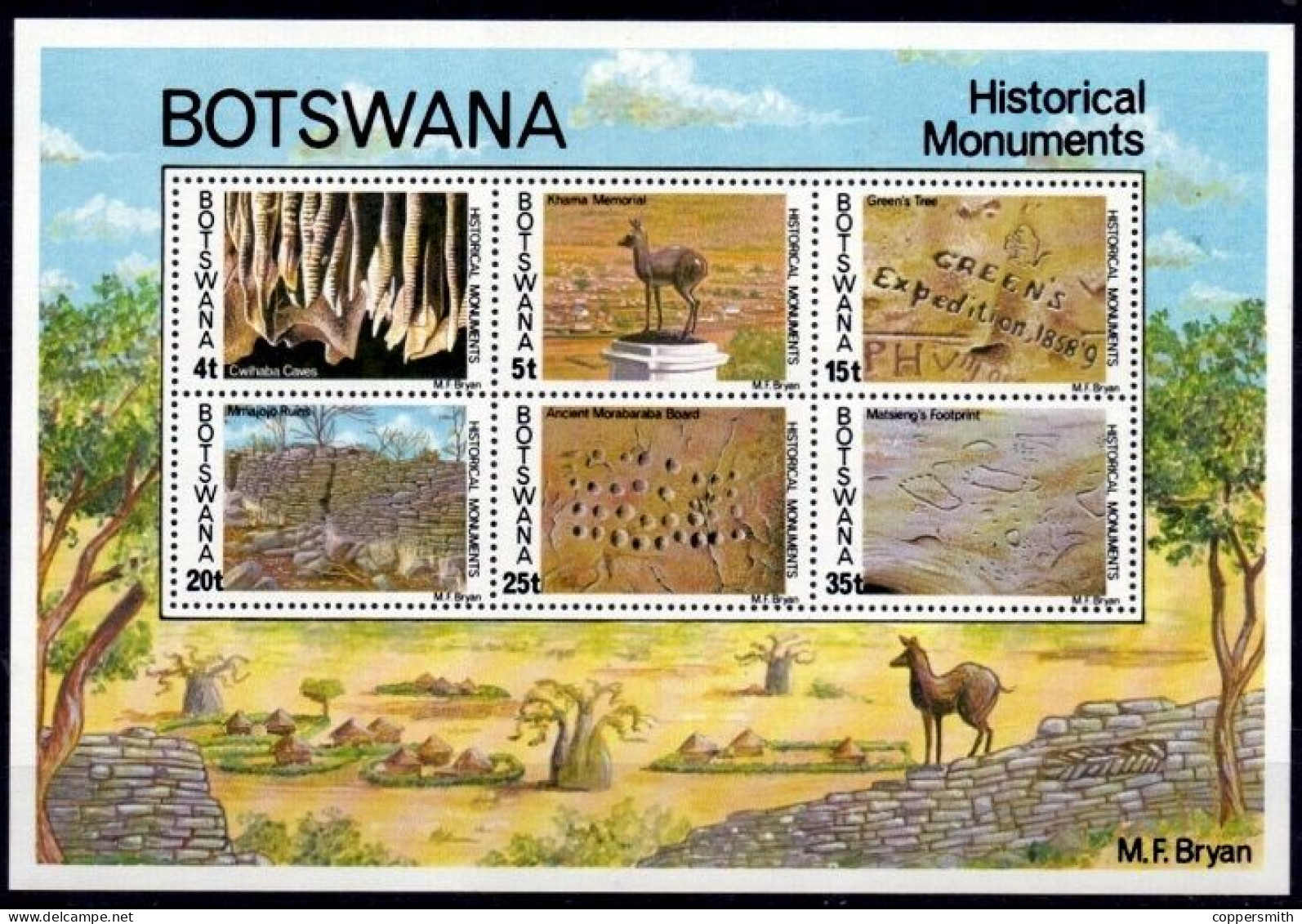 (053) Botswana  1977 / Monument / History / Gedenkstätte  ** / Mnh  Michel BL 13 - Botswana (1966-...)