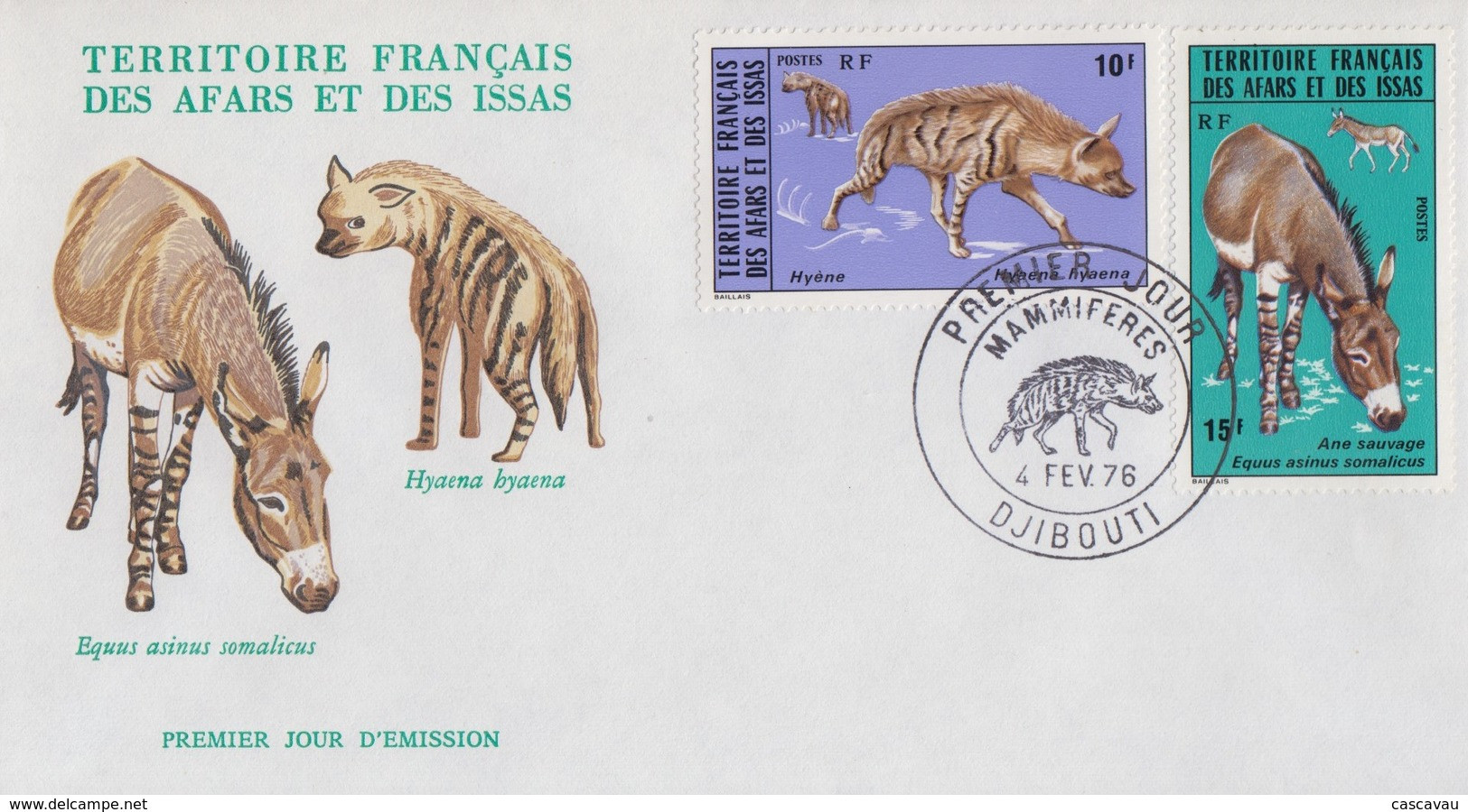 Enveloppe  FDC  1er  Jour  TERRITOIRE  FRANCAIS   Des   AFARS  Et  ISSAS     ANIMAUX   1976 - Andere & Zonder Classificatie