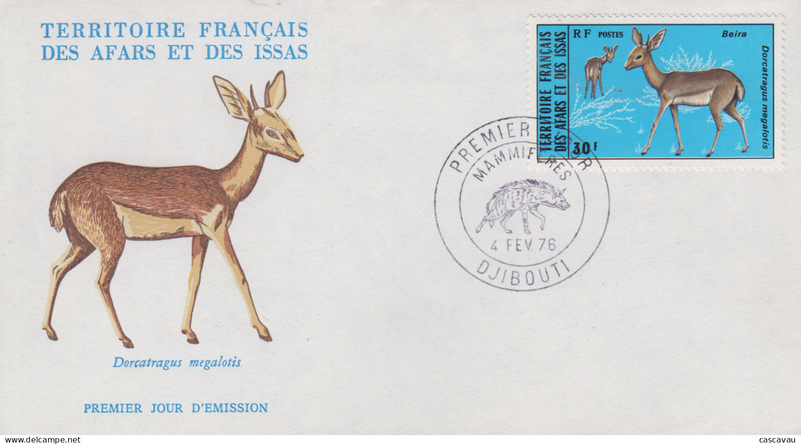 Enveloppe  FDC  1er  Jour  TERRITOIRE  FRANCAIS   Des   AFARS  Et  ISSAS     ANIMAUX   1976 - Autres & Non Classés