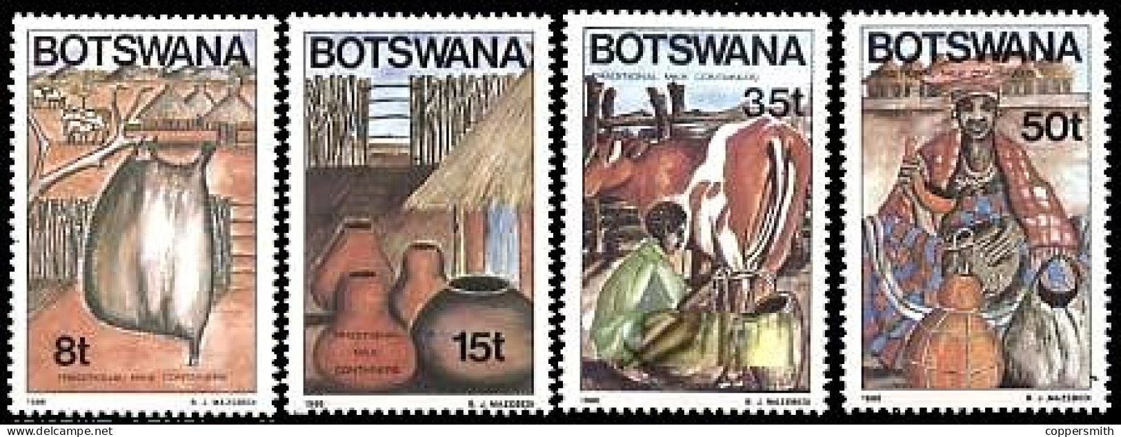 (100) Botswana  1986  Milk Containers / Lait / Milchbehälter ** / Mnh  Michel 380-383 - Botswana (1966-...)