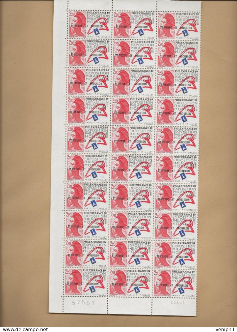 ST PIERRE ET MIQUELON - "PHILEXFRANCE 1989 - " N° 489  BLOC DE 30 NEUF  SANS CHARNIERE  - TTB - Unused Stamps