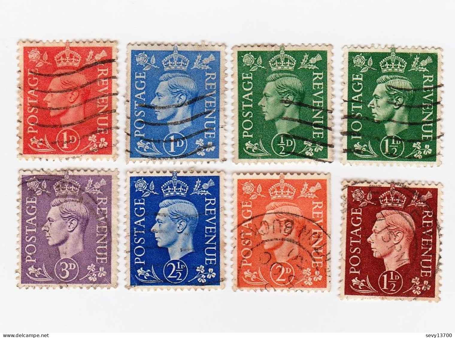 Grande Bretagne Roi Georges VI Lot De 8 Timbres - Usados
