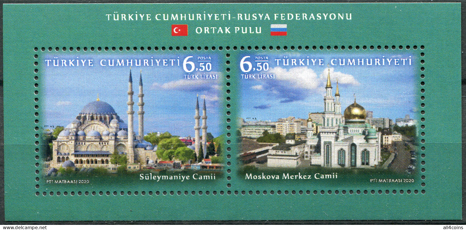Turkey 2020. 100 Years Of Diplomatic Relations With Russia (MNH OG) S/S - Nuevos