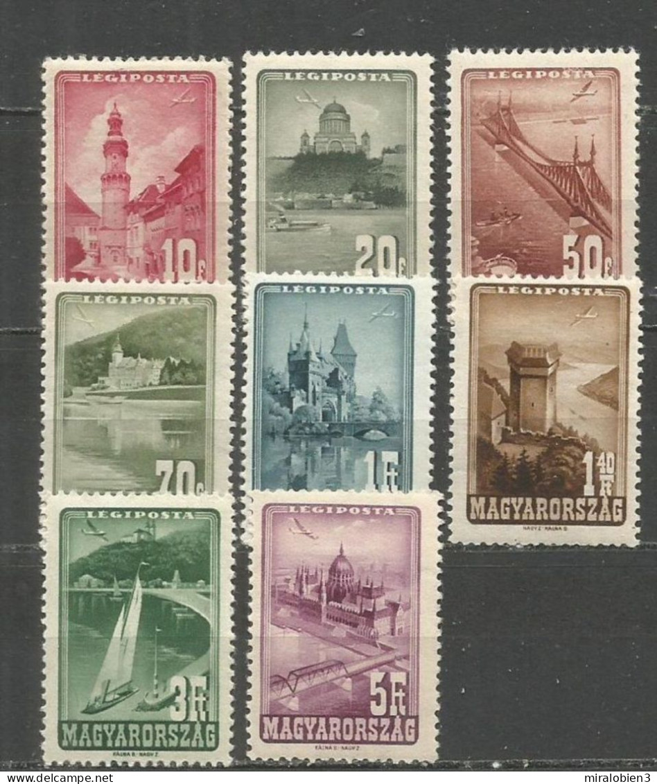 HUNGRIA CORREO AEREO YVERT NUM. 58/65 * SERIE COMPLETA CON FIJASELLOS - Unused Stamps