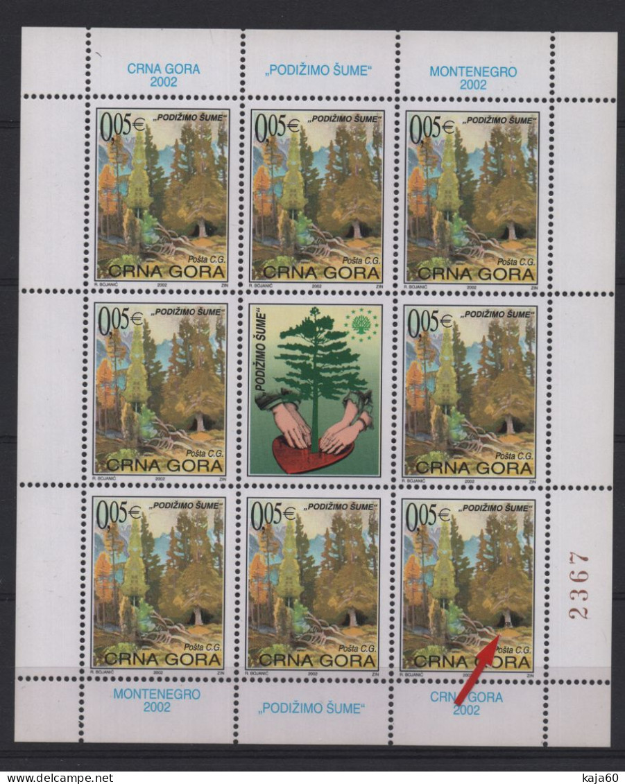 500 Montenegro 2002 Forests Protective Sheet, Engraver **MNH - Montenegro