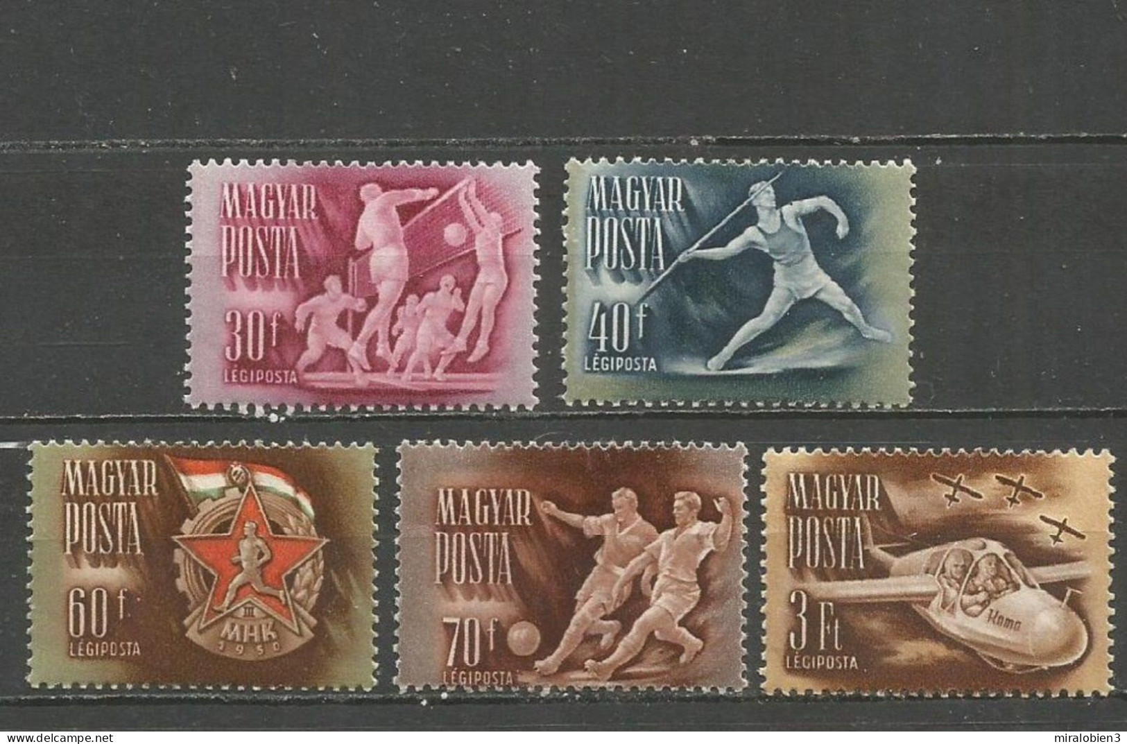 HUNGRIA CORREO AEREO YVERT NUM. 106/110 ** SERIE COMPLETA SIN FIJASELLOS - Unused Stamps