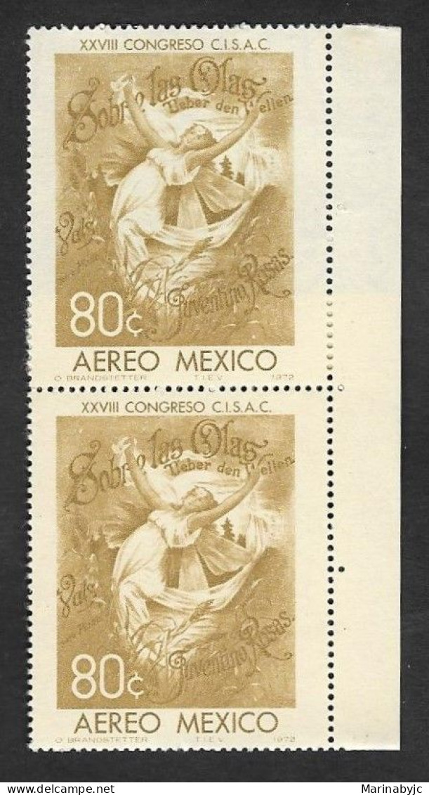 SE)1972 MEXICO, 28TH INTERNATIONAL CONGRESS OF AUTHORS AND COMPOSERS, ON THE WAVES 80C SCTC407, PAIR MNH - Mexico