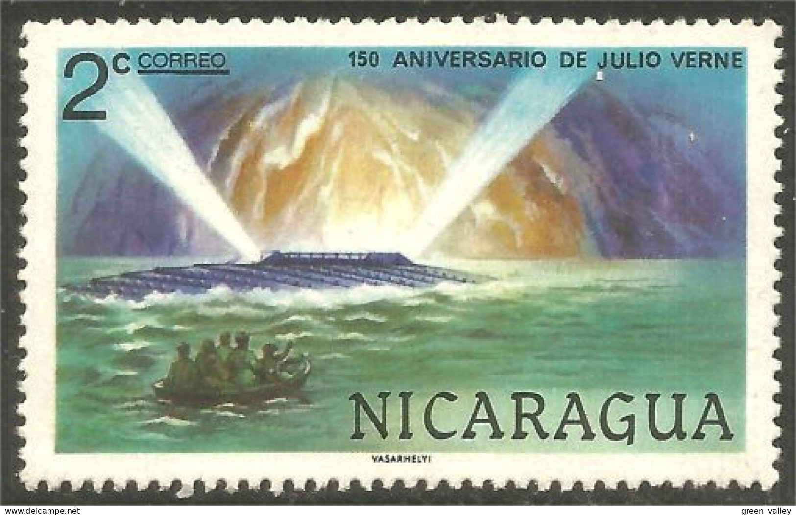 XW01-3014 Nicaragua Jules Verne Sous-Marin Submarine Nautilus No Gum - Sous-marins