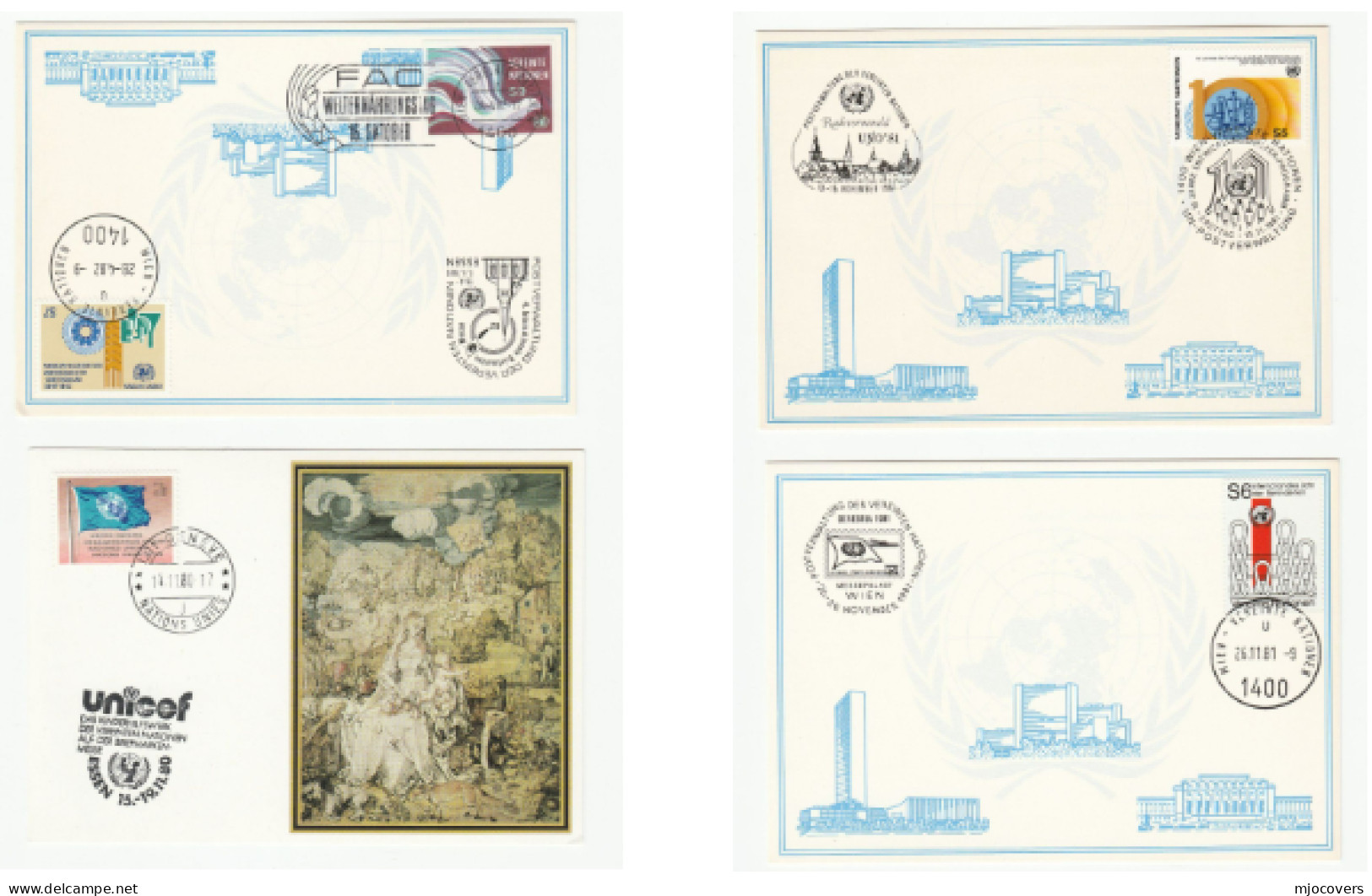 4 Diff United Nations EXHIBITION CARDS Event Cover - Lots & Serien