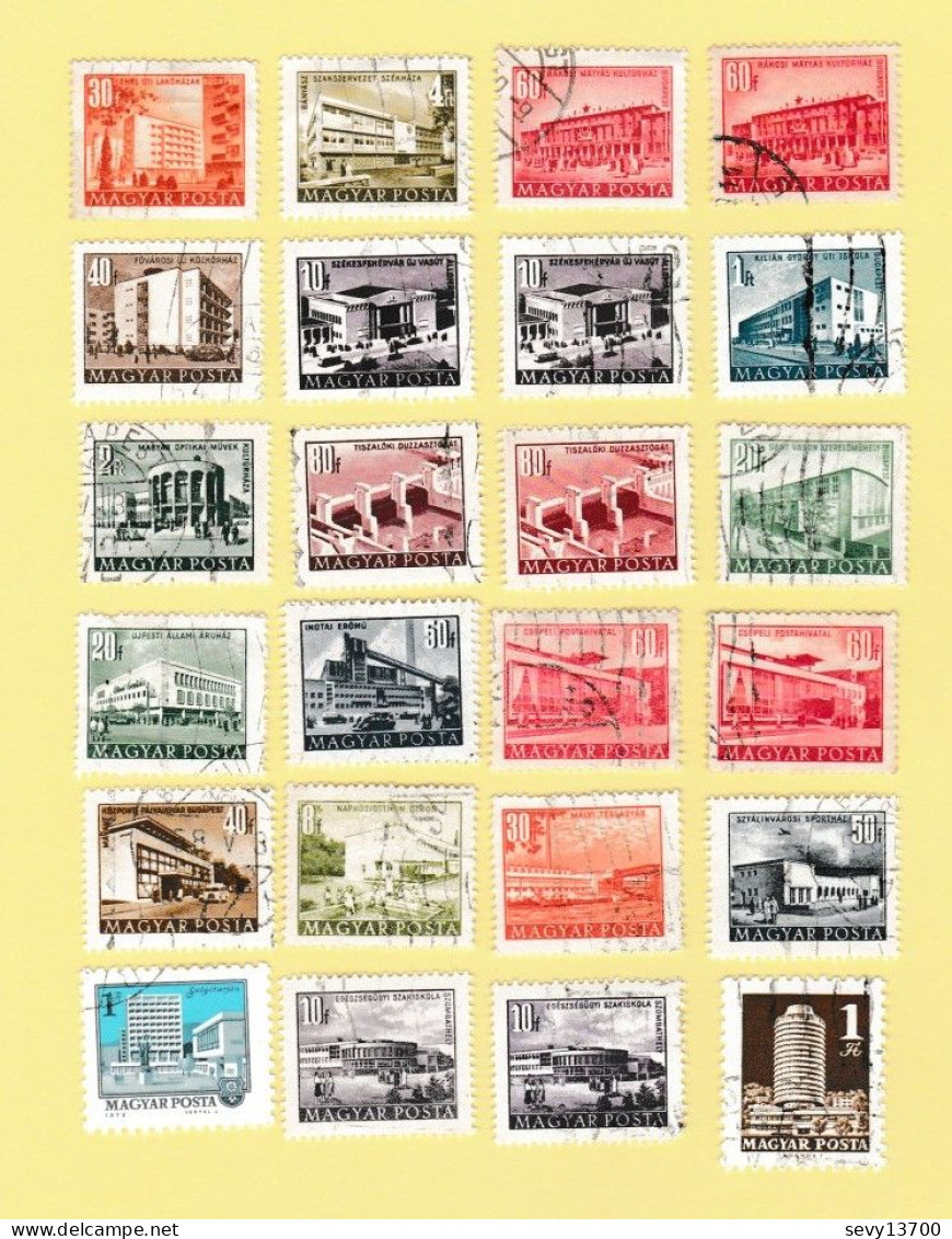 Hongrie - Magyar Posta - Lot De 57 Timbres Les Constructions (Chateaux, Immeubles Barrages ....) - Verzamelingen