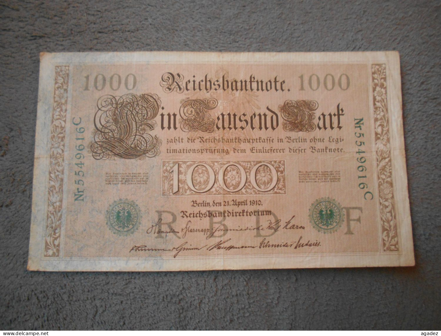 Ancien Billet De Banque Allemagne 1910  1000 Mark - 1000 Mark