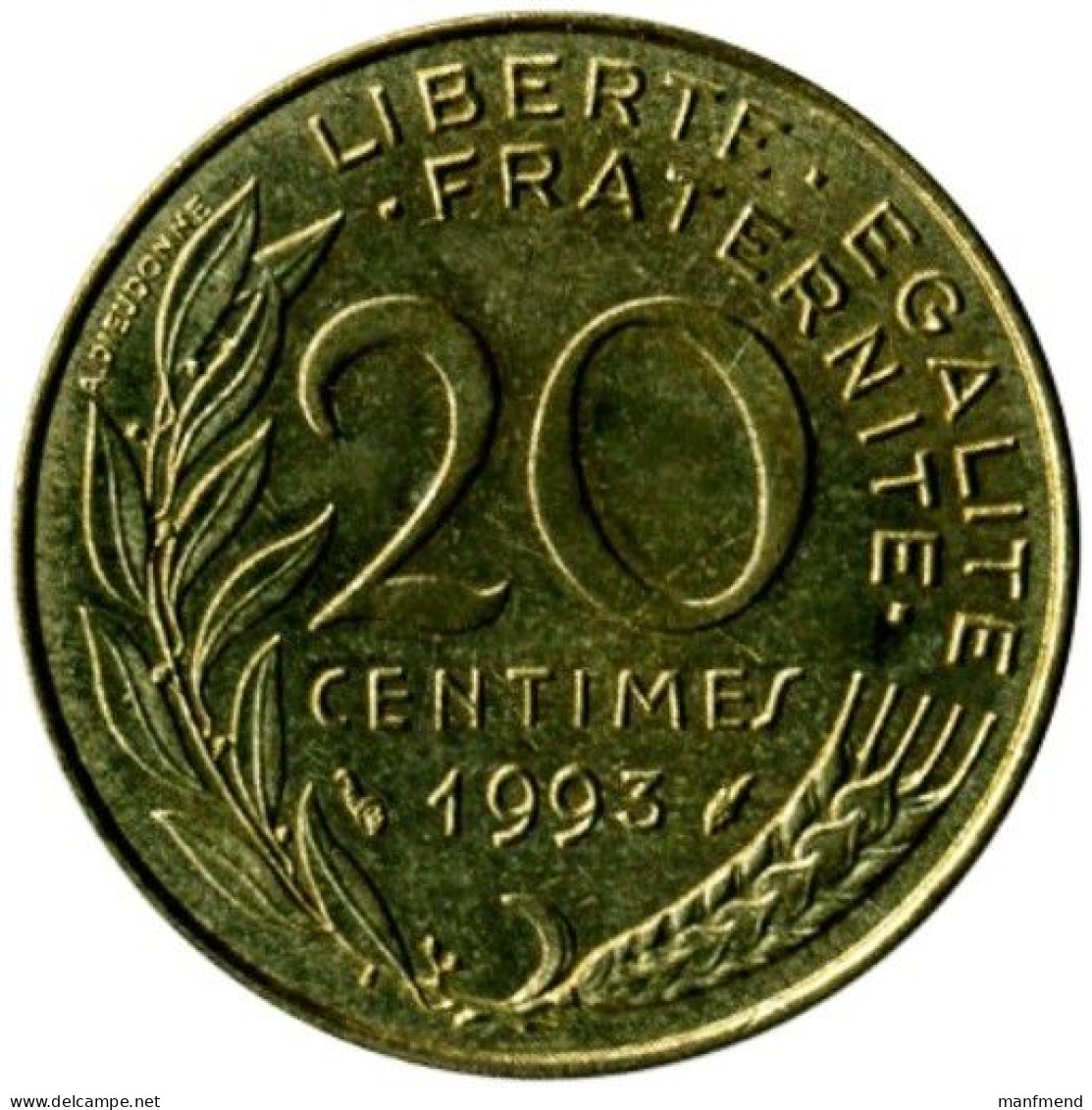 France - 1993 - KM 930 - 20 Centimes - XF - 20 Centimes