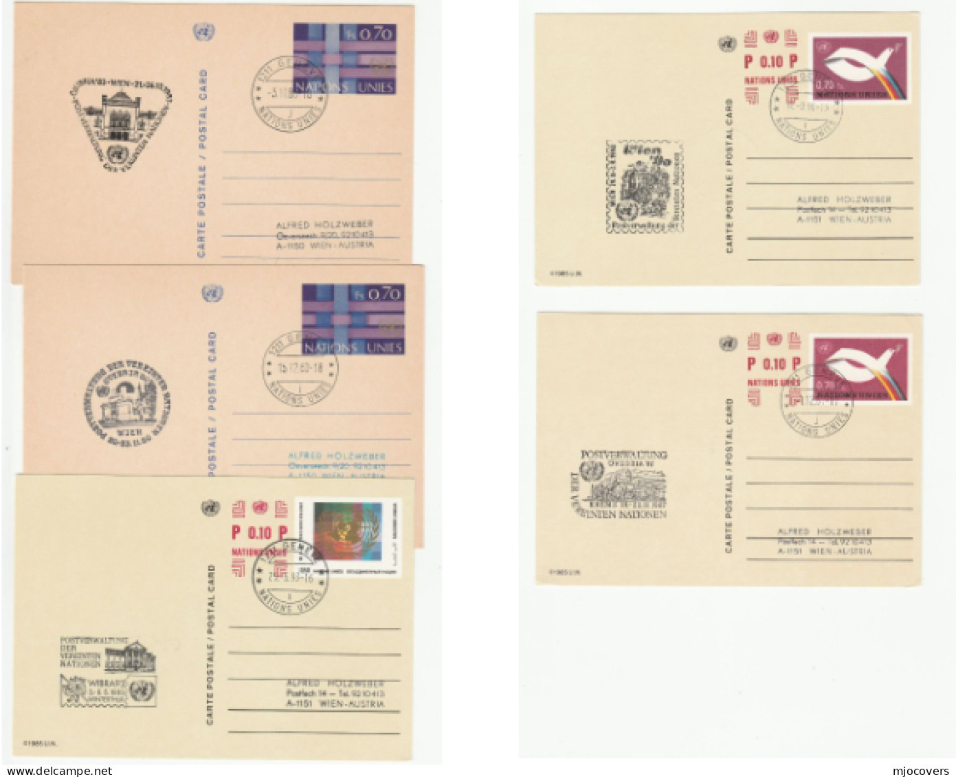 5 Diff United Nations EXHIBITION CARDS (Postal Stationery) Event Cover Un Geneve - Colecciones & Series