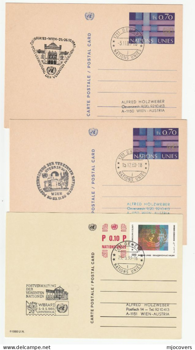 5 Diff United Nations EXHIBITION CARDS (Postal Stationery) Event Cover Un Geneve - Collezioni & Lotti