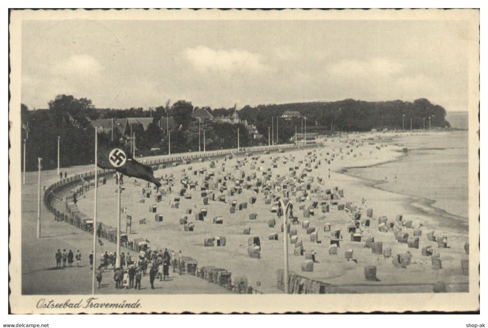 Y28560/ Travemünde Mit Hakenkreuzfahne AK 1937 - Luebeck-Travemuende