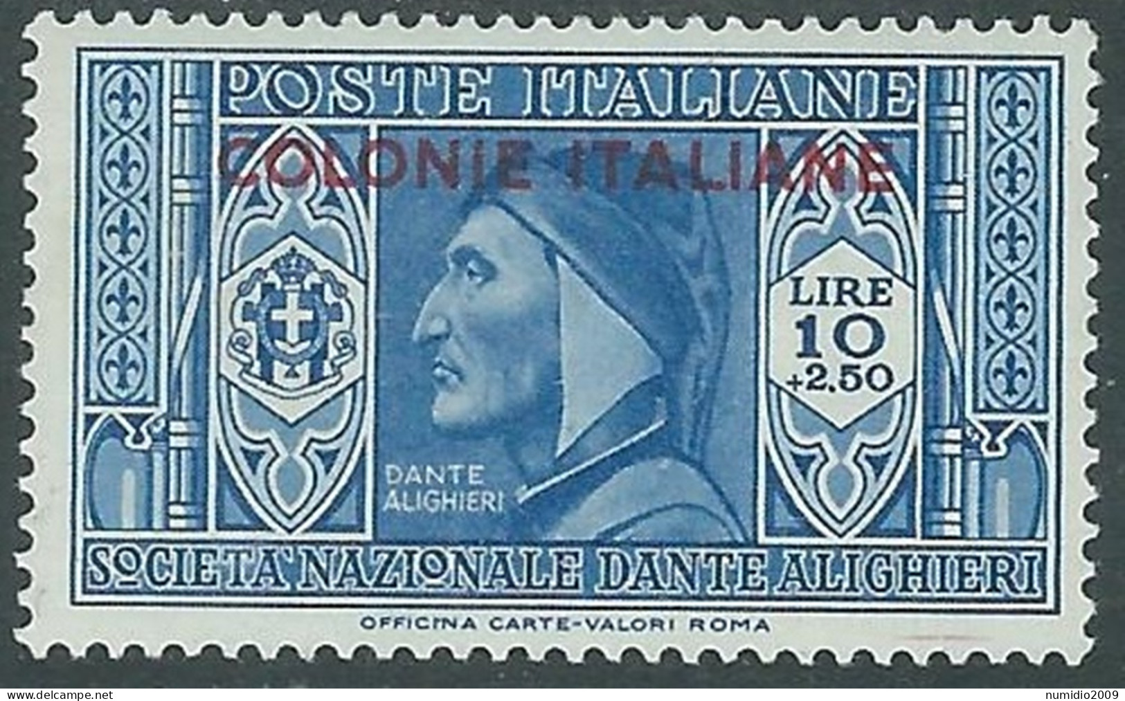 1932 EMISSIONI GENERALI DANTE 10 LIRE MH * - RA15-3 - General Issues