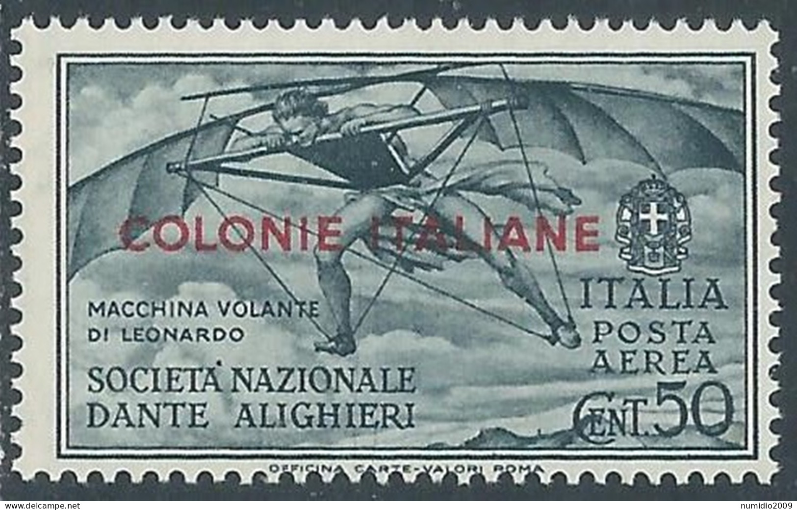 1932 EMISSIONI GENERALI POSTA AEREA DANTE 50 CENT MNH ** - RA23-2 - Algemene Uitgaven