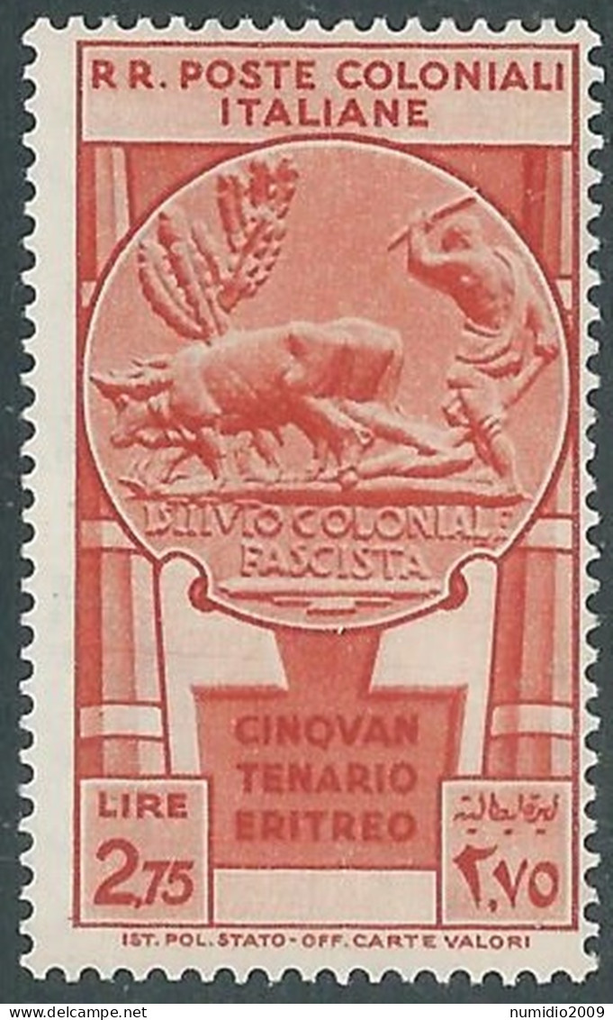 1933 EMISSIONI GENERALI CINQUANTENARIO ERITREO 2,75 LIRE MNH ** - RA15-6 - Algemene Uitgaven