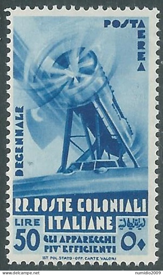 1933 EMISSIONI GENERALI DECENNALE POSTA AEREA 50 LIRE MNH ** - RA23 - Emissions Générales