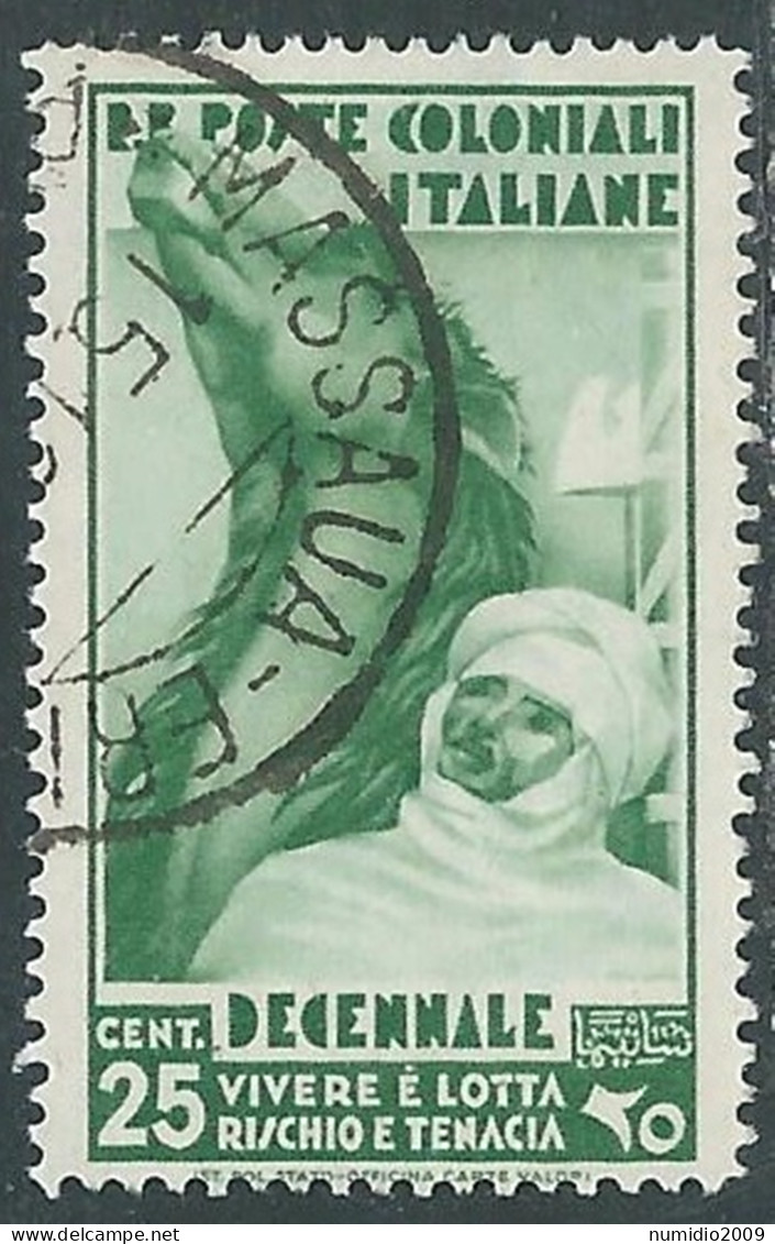 1933 EMISSIONI GENERALI USATO DECENNALE 25 CENT - RA8-2 - Amtliche Ausgaben