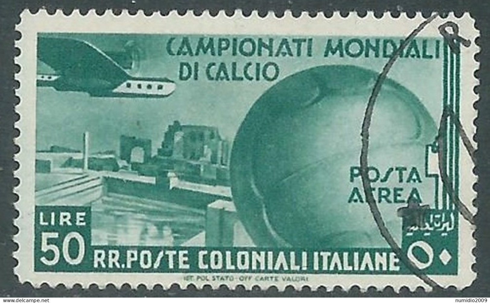 1934 EMISSIONI GENERALI POSTA AEREA USATO MONDIALI DI CALCIO 50 LIRE - RA6-4 - General Issues