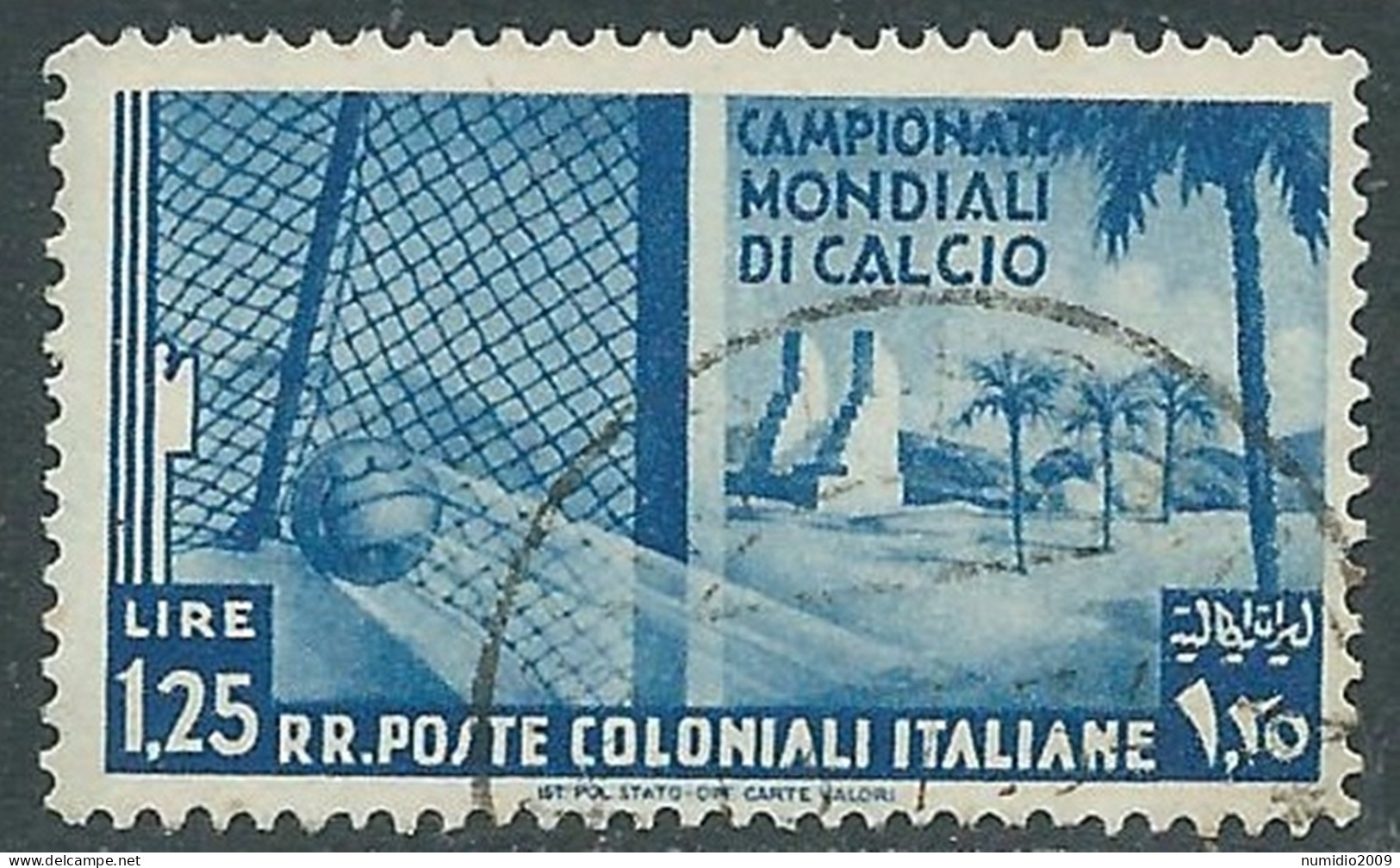 1934 EMISSIONI GENERALI USATO MONDIALI DI CALCIO 1,25 LIRE - RA6-3 - Amtliche Ausgaben