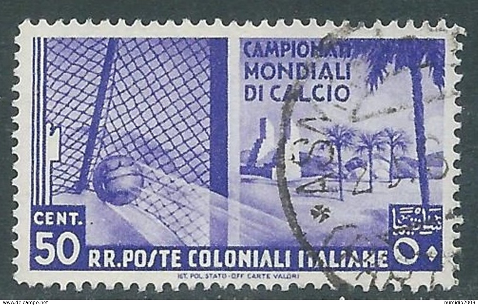 1934 EMISSIONI GENERALI USATO MONDIALI DI CALCIO 50 CENT - RA6-5 - Amtliche Ausgaben