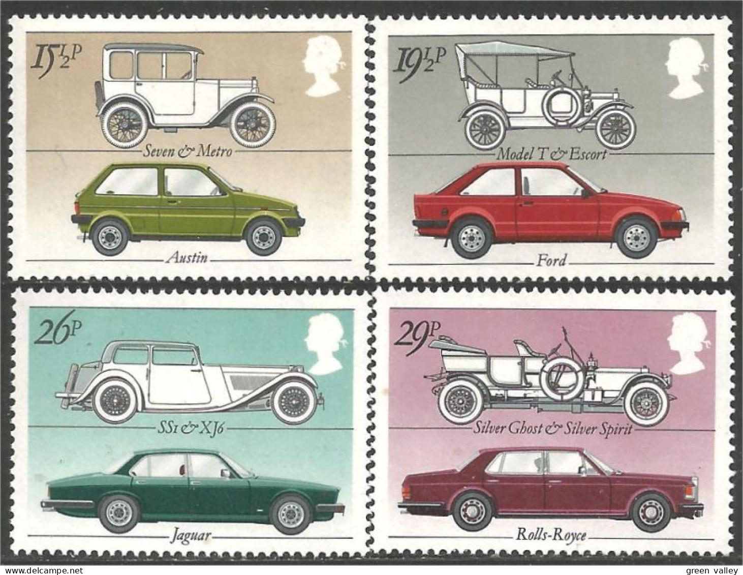 422 G-B 1982 Auto Ford Model T Escort Jaguar Rolls-Royce Silver Ghost Sprint Austin Metro MNH ** Neuf SC (GB-1002c) - Andere (Aarde)