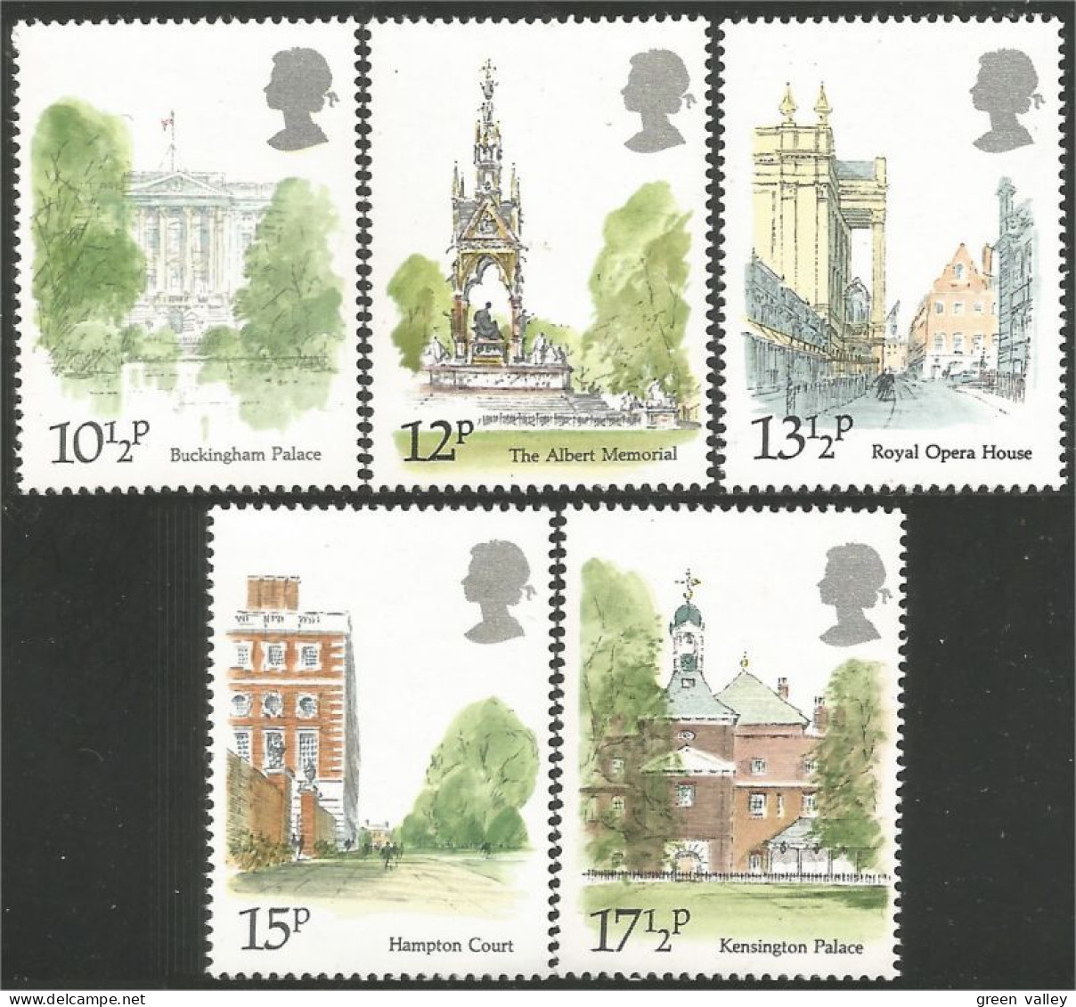 422 G-B 1980 Buckingham Palace Albert Memorial Royal Opera House MNH ** Neuf SC (GB-910b) - Monumenti