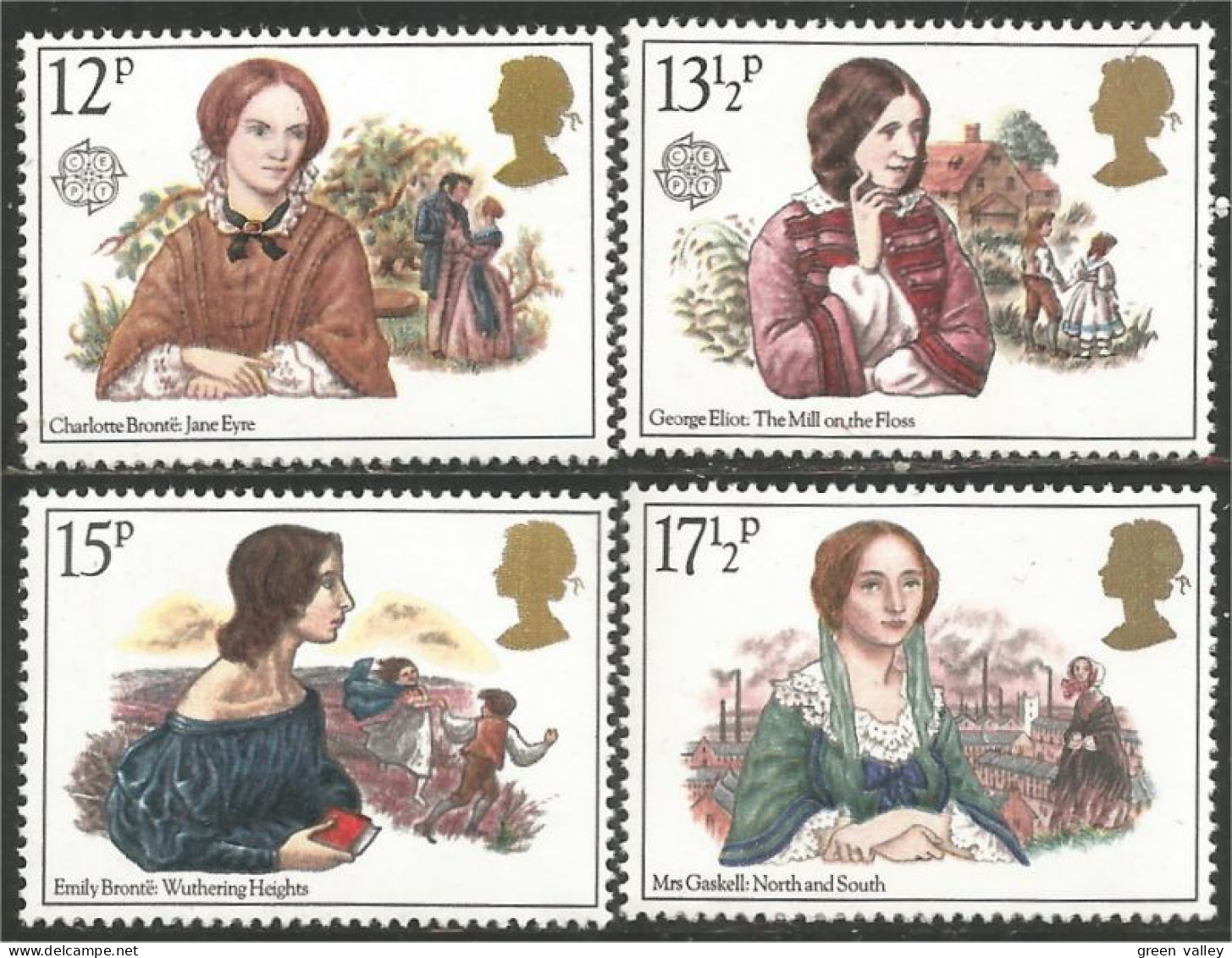 422 G-B 1980 Novelists Ecrivains Emily Bronte Charlotte Bronte Georges Eliot Mrs Gaskell MNH ** Neuf SC (GB-915c) - Famous Ladies