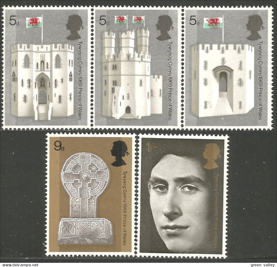 420 G-B 1969 Prince Charles Investiture Caernarvon Chateaux Castles MNH ** Neuf SC (GB-40d) - Castillos