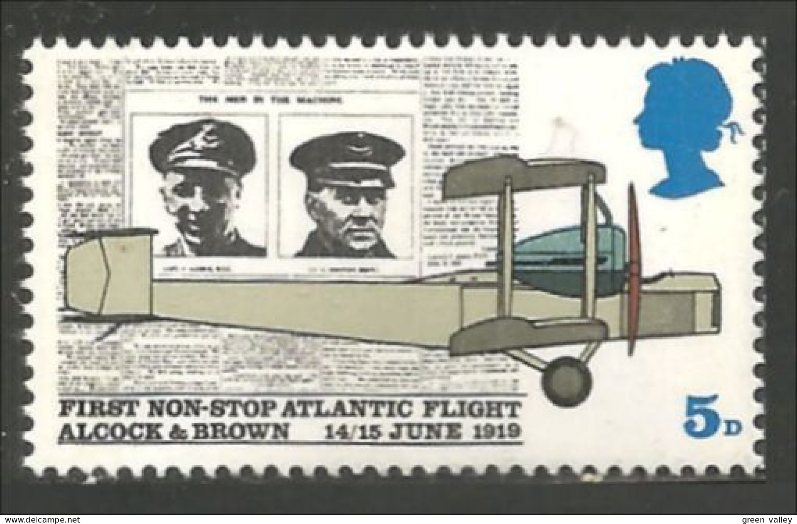 420 G-B 1969 Alcock Brown Avion Vickers Vimy Airplane MNH ** Neuf SC (GB-36a) - Unused Stamps