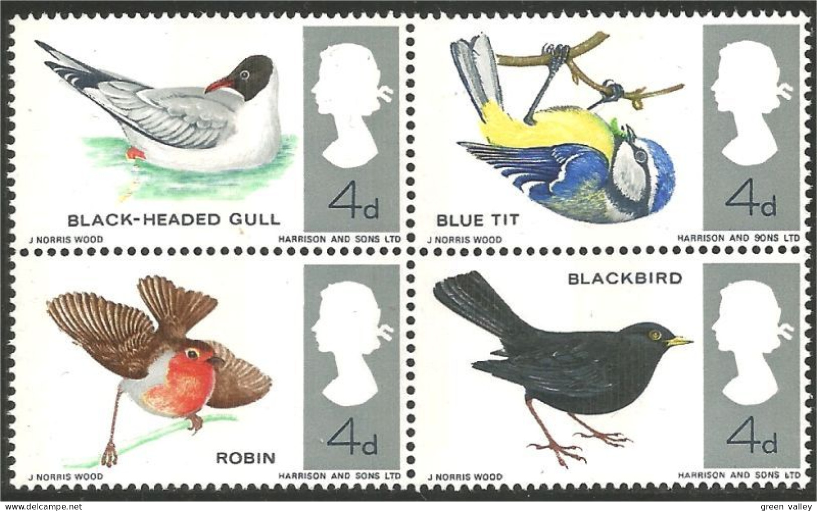 420 G-B 1966 Oiseaux Birds Se-tenant Gull Mouette Phosphor MNH ** Neuf SC (GB-19b) - Möwen
