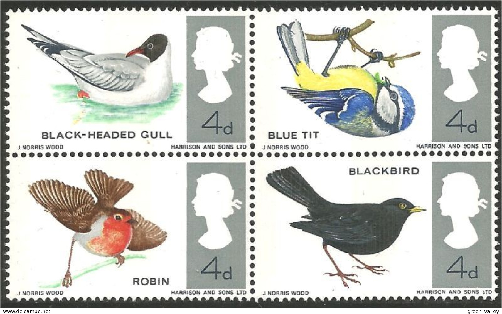 420 G-B 1966 Oiseaux Birds Se-tenant Phosphor MNH ** Neuf SC (GB-19a) - Nuevos