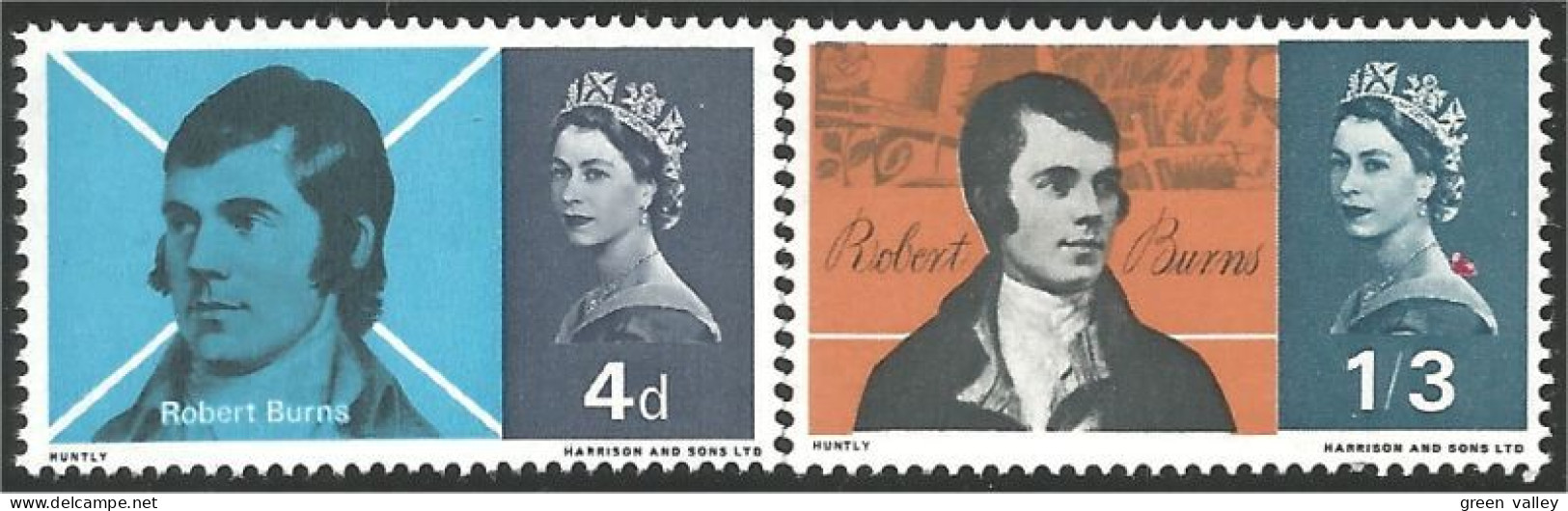420 G-B 1966 Robert Burns Scottish Poet Ecossais MNH ** Neuf SC (GB-16a) - Unused Stamps