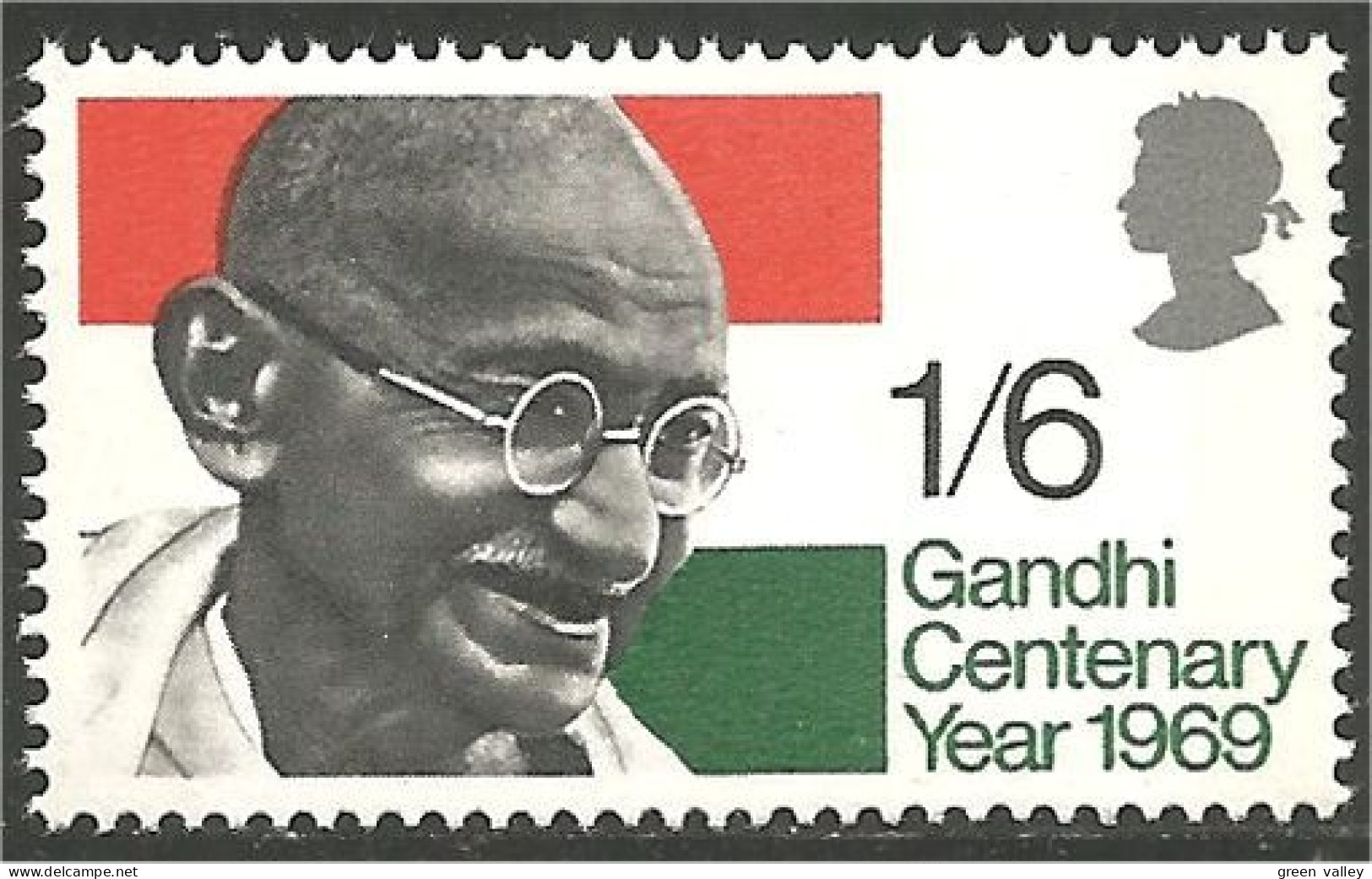 420 G-B 1969 Mathatma Gandhi India Flag Drapeau MNH ** Neuf SC (GB-4c) - Francobolli