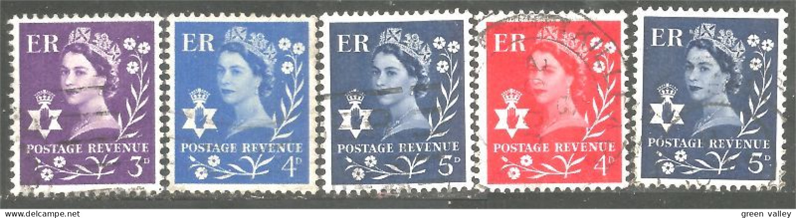 414 G-B Regionals Northern Ireland 5 Stamps Queen Elizabeth (REG-27) - Irlanda Del Norte