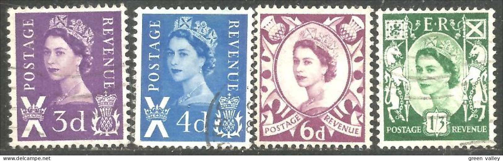 414 G-B Regionals Scotland 4 Stamps Queen Elizabeth 2 Mint 2 Used (REG-24) - Scozia